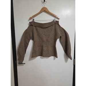 Gianni Bini Womens Off The Shoulder Sexy Solid Winter Fall Sweater L Mocha Brown